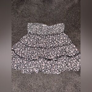 Floral Black and White Skirt